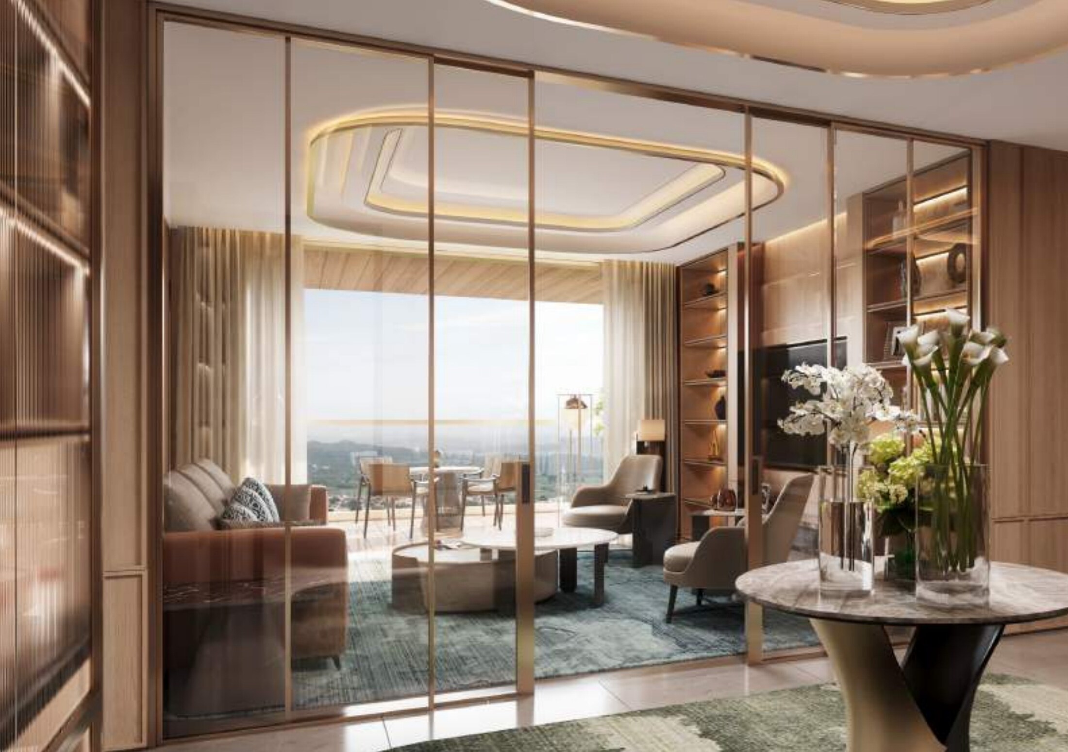 Living room with skyline view