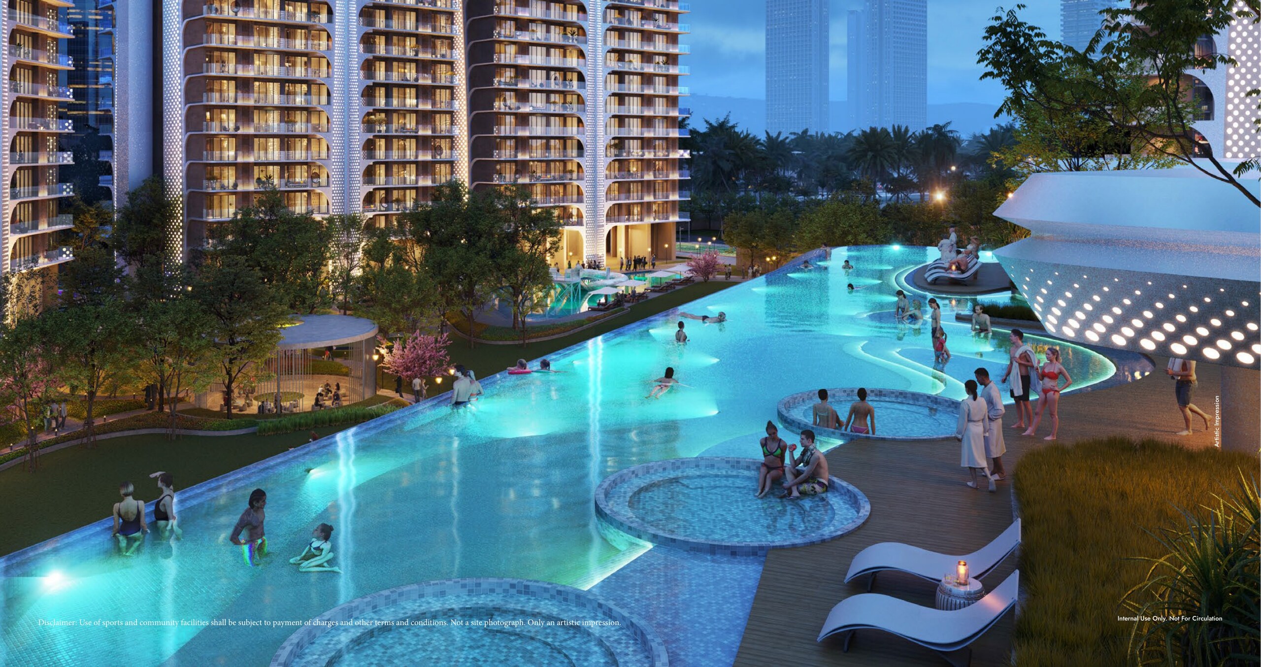 Rooftop infinity pool at dusk