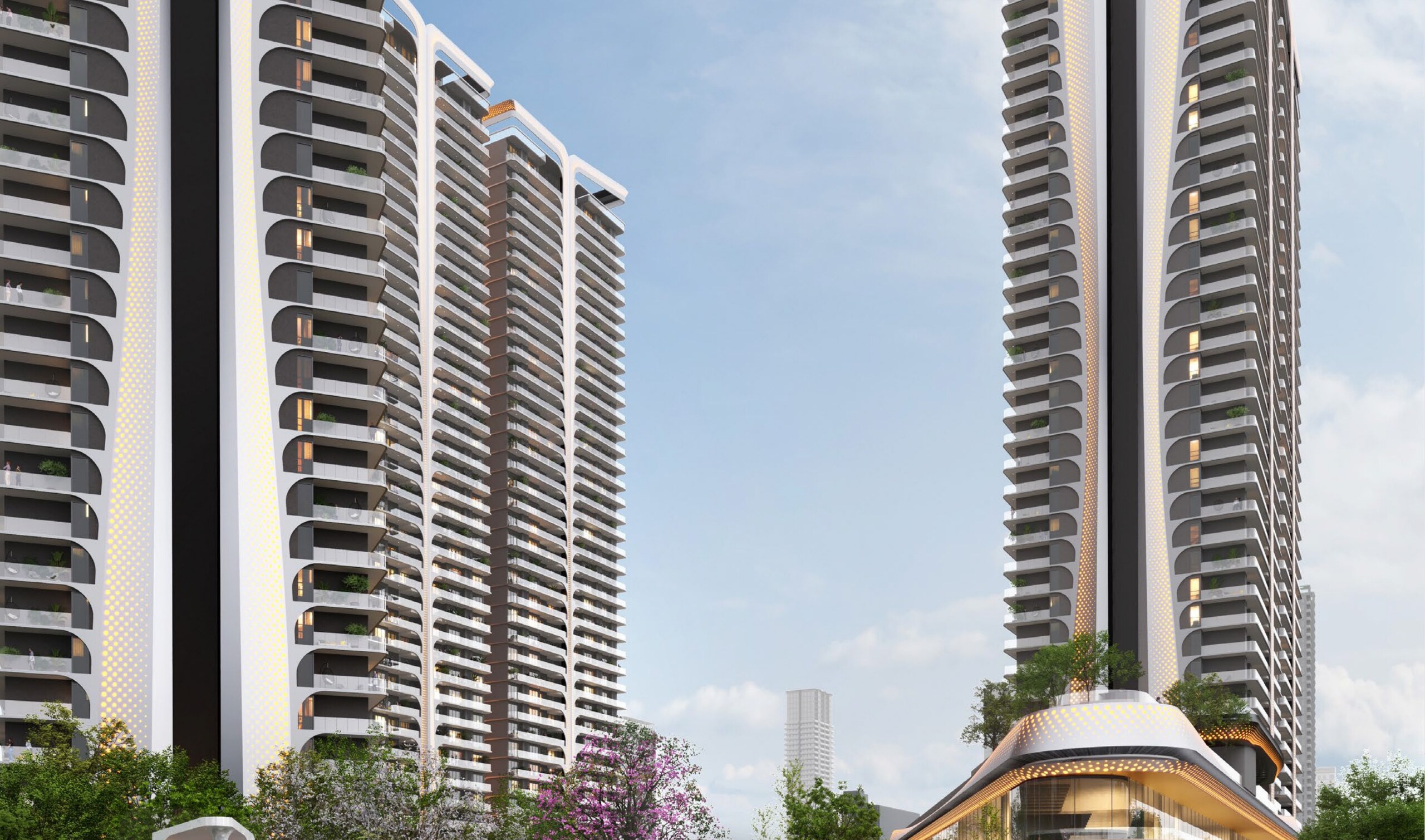 Tower cluster with landscaped podium