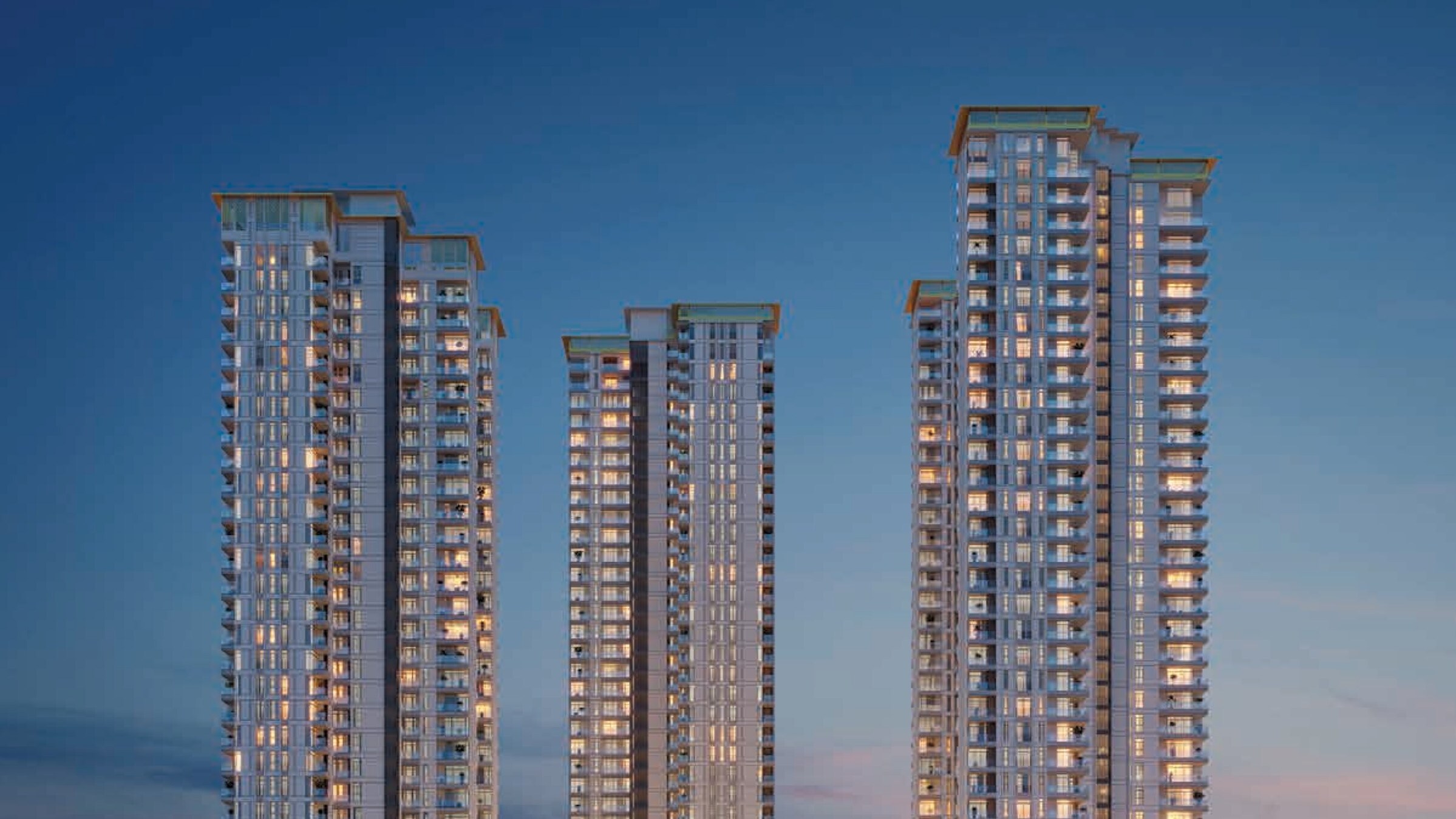 Tower elevation at dusk, developer render